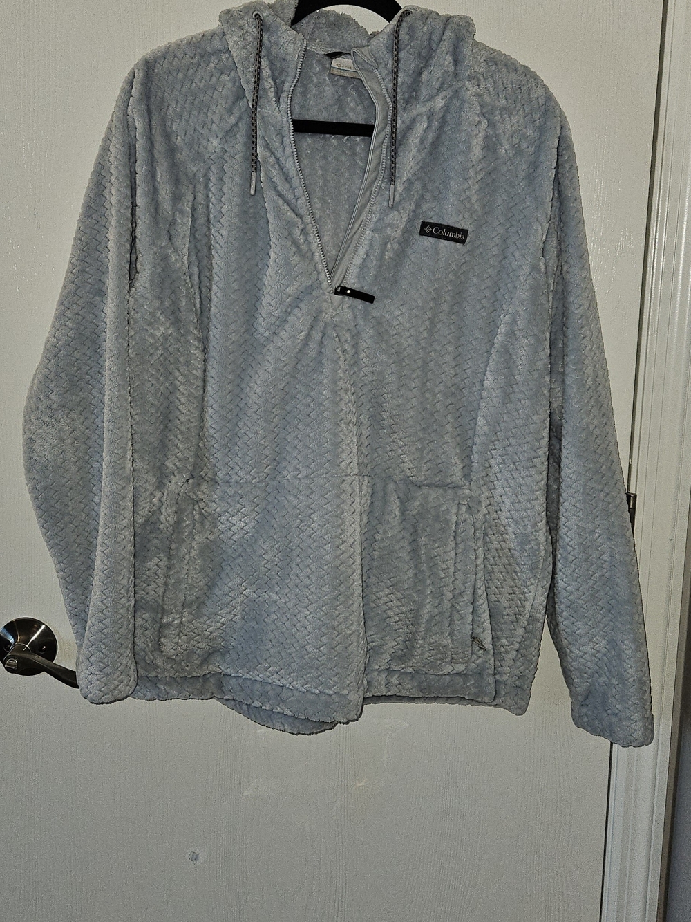 Columbia Women's Light Powder Blue Plush Hooded Half-Zip Jacket